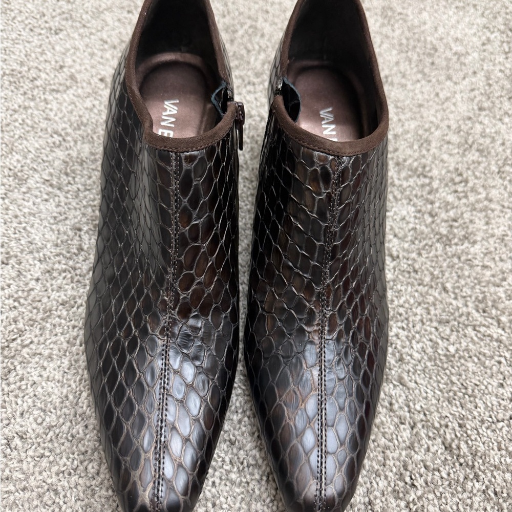 Vaneli Brown Snakeskin Ankle Booties